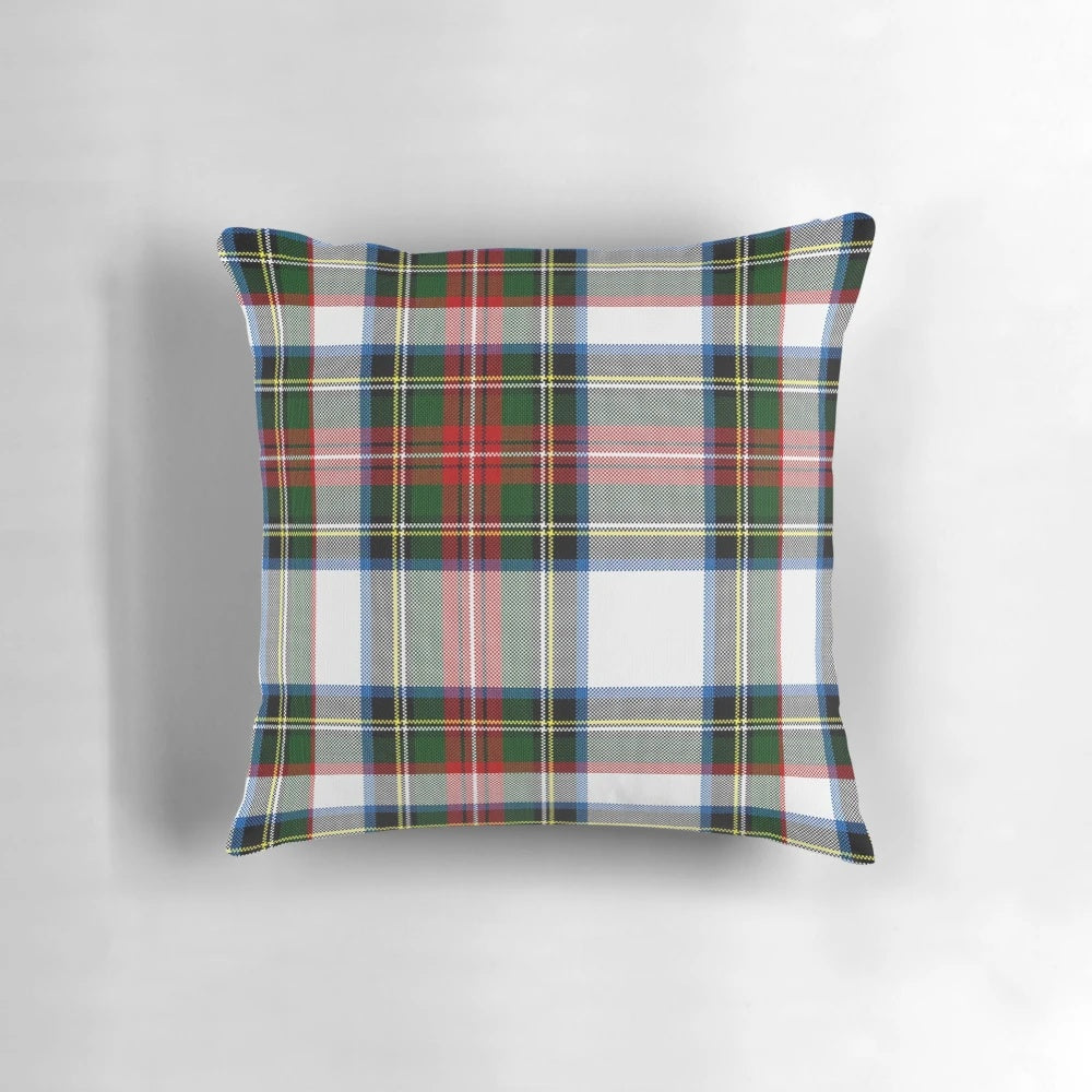 Vibrant tartan plaid pattern pillow featuring the classic Clan Stewart tartan design.