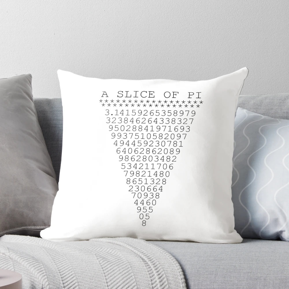 A decorative pillow featuring the pi symbol, perfect for math enthusiasts, teachers, and students.