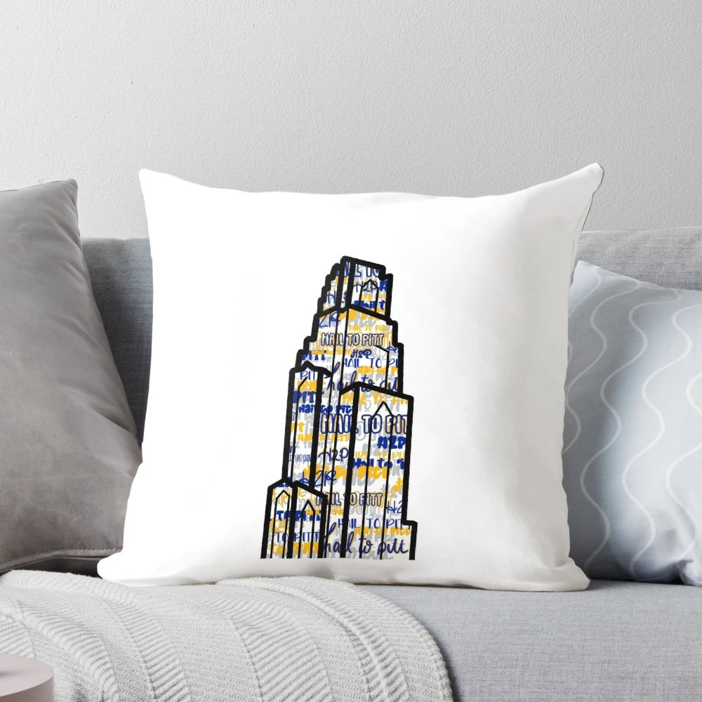 Plush blue and gold Cathedral of Learning pillow from the University of Pittsburgh