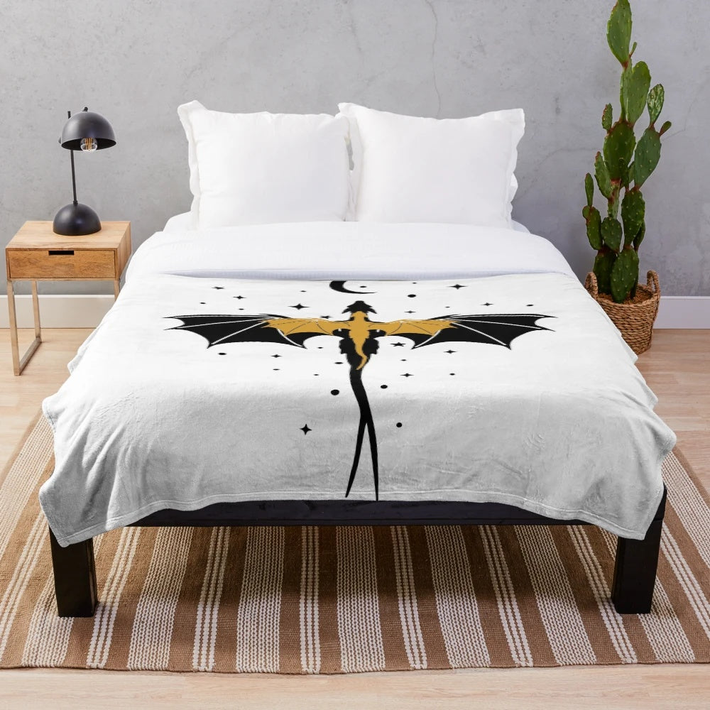 Soft and plush fantasy dragon-themed blanket with a starry night design