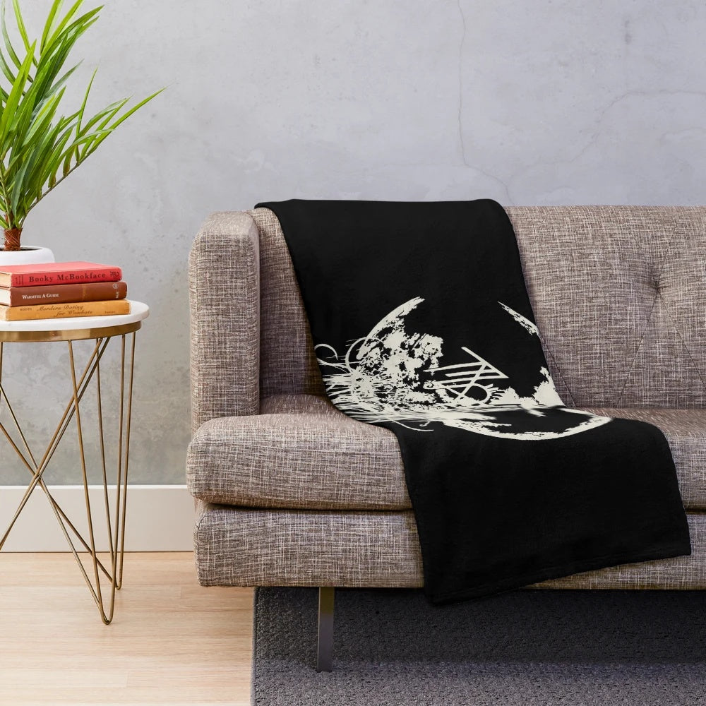 Cozy plush blanket featuring moon-inspired words, perfect for sleep token fans