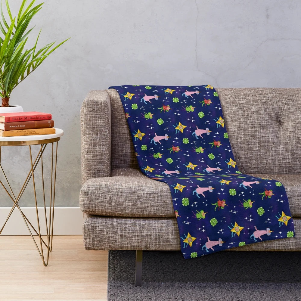 Katamari-inspired space pattern plush blanket