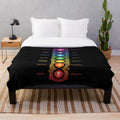 Vibrant 7 chakra symbols and names printed on a soft, plush blanket for meditation, yoga, and spiritual décor.