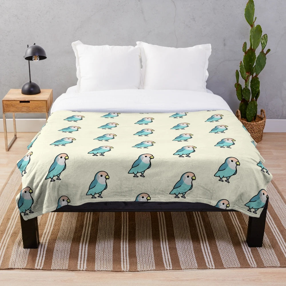 Blue peach-faced lovebird plush blanket