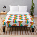 Colorful hand-drawn dog plush blanket