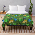Soft and cozy plush blanket with a cute lineolated parakeet design