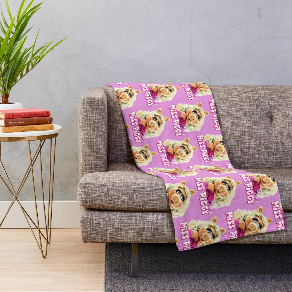 Miss Piggy inspired plush blanket featuring fan art illustration