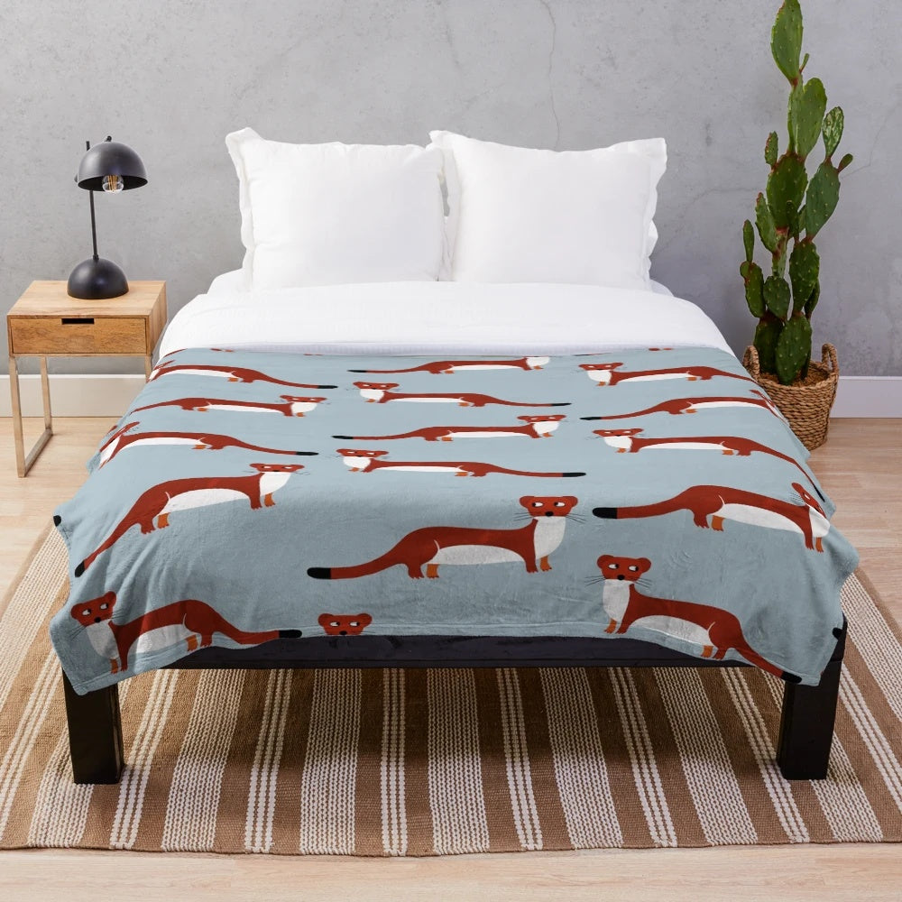 Soft and cozy weasel plush blanket with a quirky and endearing design