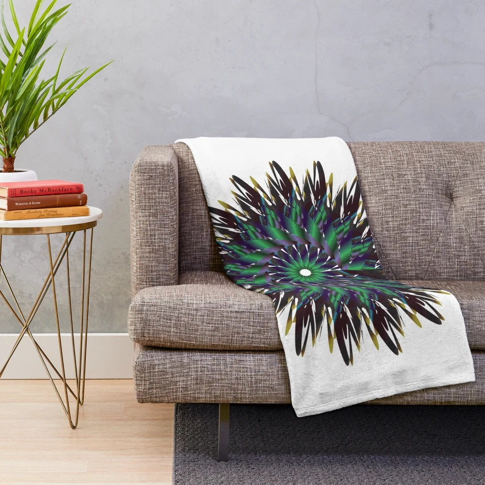 Plush designer-inspired blanket with vibrant pattern