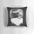 Bride of Frankenstein themed decorative pillow with gothic style