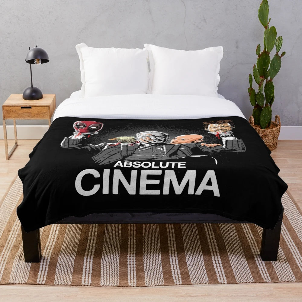 Cinematic plush blanket featuring movie and superhero themes