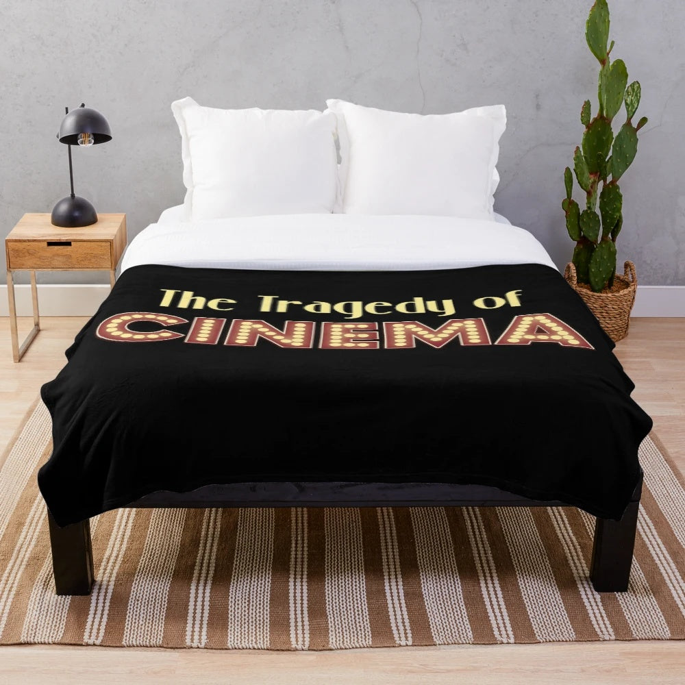 Movie logo plush blanket inspired by the tragedy of cinema