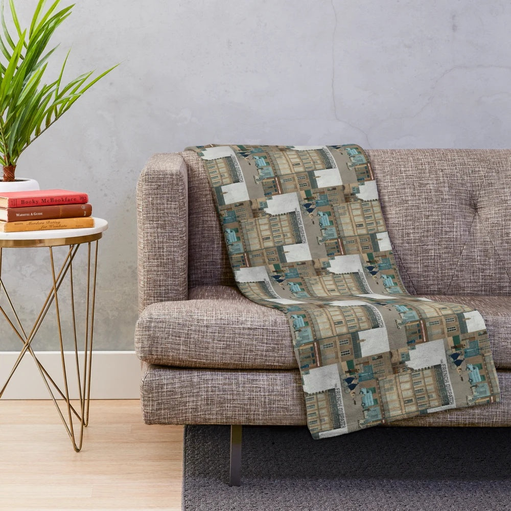 The French Dispatch inspired plush blanket featuring cinematic design