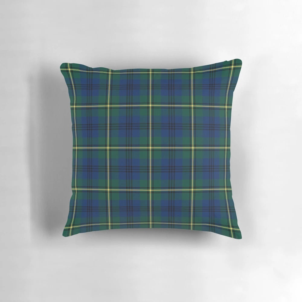 Clan Johnstone tartan pattern printed on a high-quality pillow, perfect for adding a touch of Scottish charm to your home.