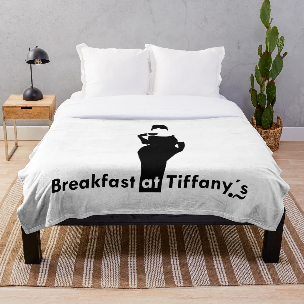 Cozy plush blanket featuring a classic movie theme from Breakfast at Tiffany's