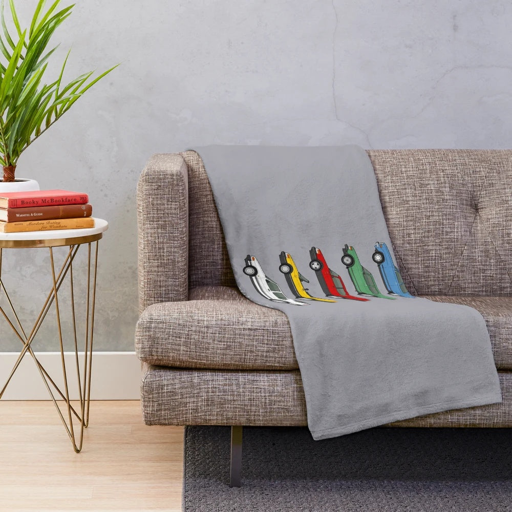 Saab classic car outline illustration plush blanket