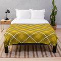 Cozy plaid pattern plush blanket with diagonal stripe design
