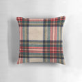 Scottish tartan pattern pillow with red, blue, and white colors