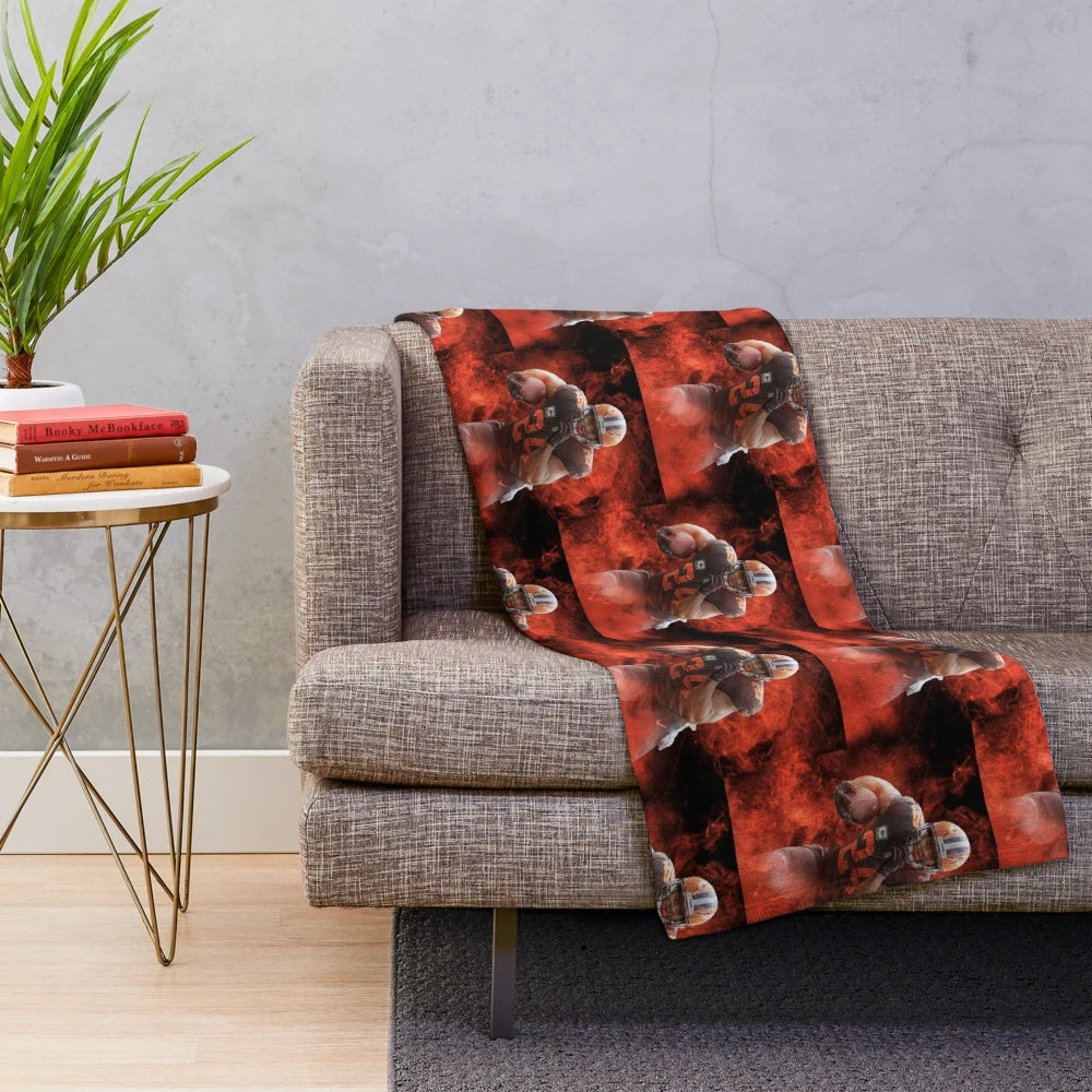 Cleveland Browns Inspired Plush Blanket with Nick Chubb Sports Art