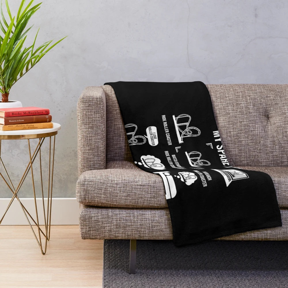 Plush blanket featuring a roller coaster design for roller coaster enthusiasts