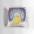Yellow bird decorative pillow for collaboration and home decor