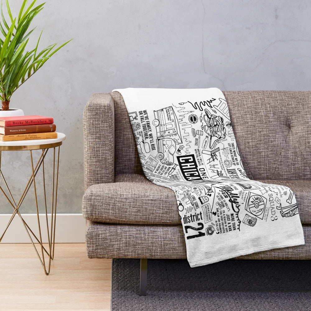 Collage-Inspired Plush Blanket featuring characters from the One Chicago TV franchise
