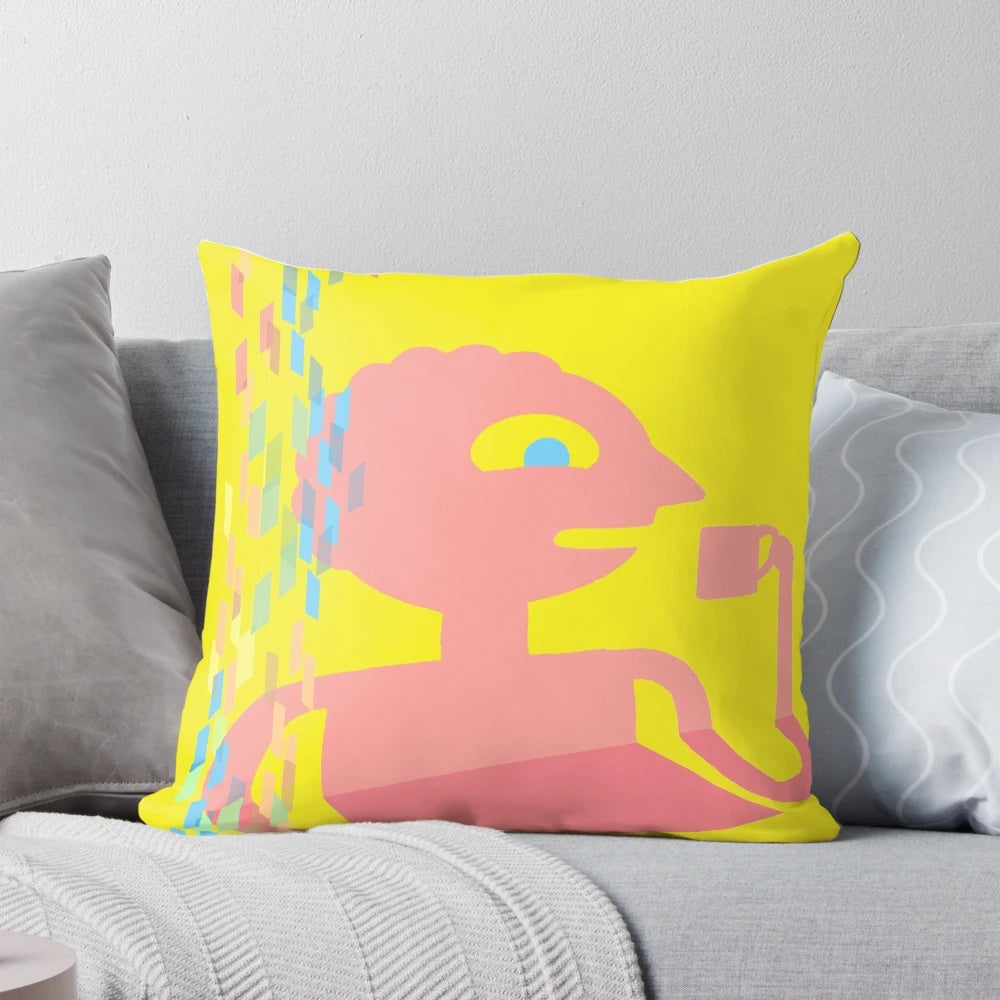Colorful adventure time-inspired decorative pillow featuring the character Prismo