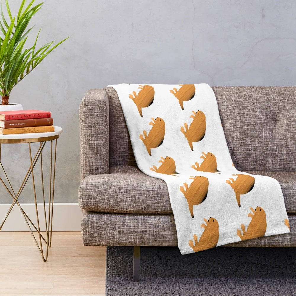 Colorful beaver-themed plush blanket with abstract design