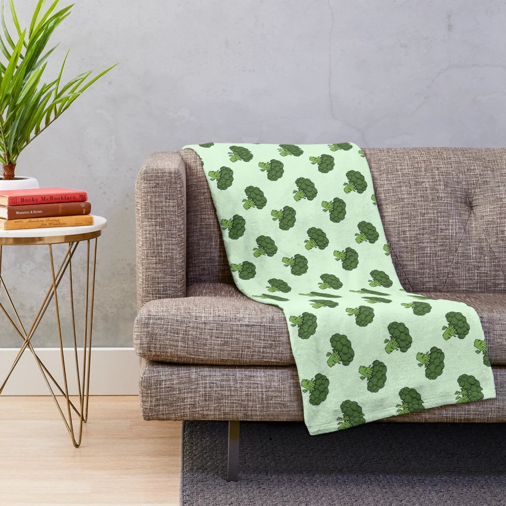 Colorful broccoli bunch pattern plush blanket