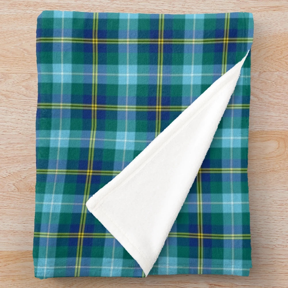 Clan Porteous Tartan Plush Blanket with Colorful Scottish Plaid Pattern