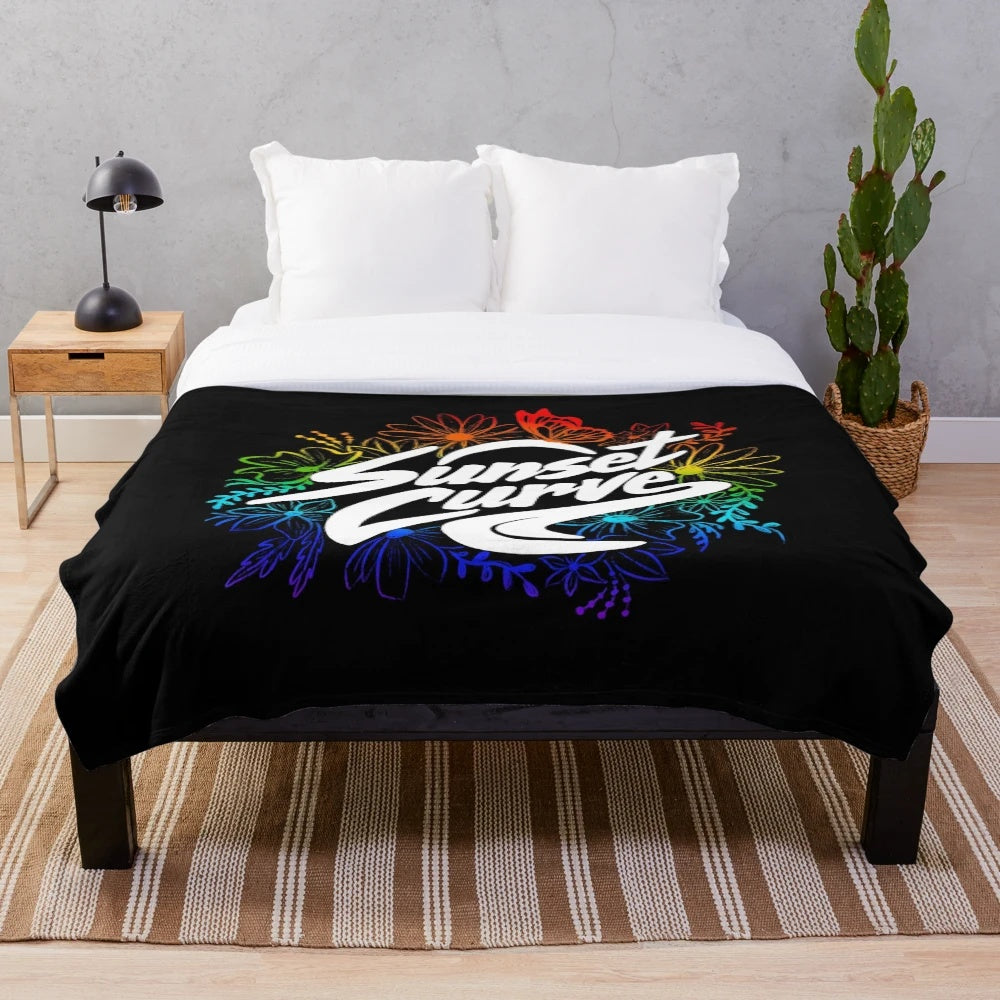 Colorful floral plush blanket featuring the Sunset Curve band from the hit show Julie and the Phantoms