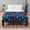 Colorful horse racing jockey silks pattern on navy blue plush blanket