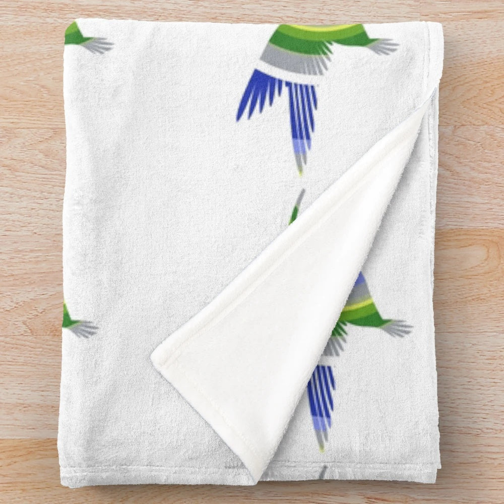 Colorful hummingbird plush blanket featuring legendary animals artwork