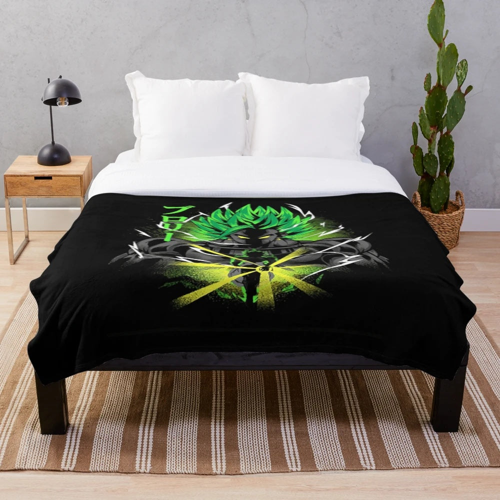 Colorful and cute plush blanket featuring a legendary shadow saiyan design