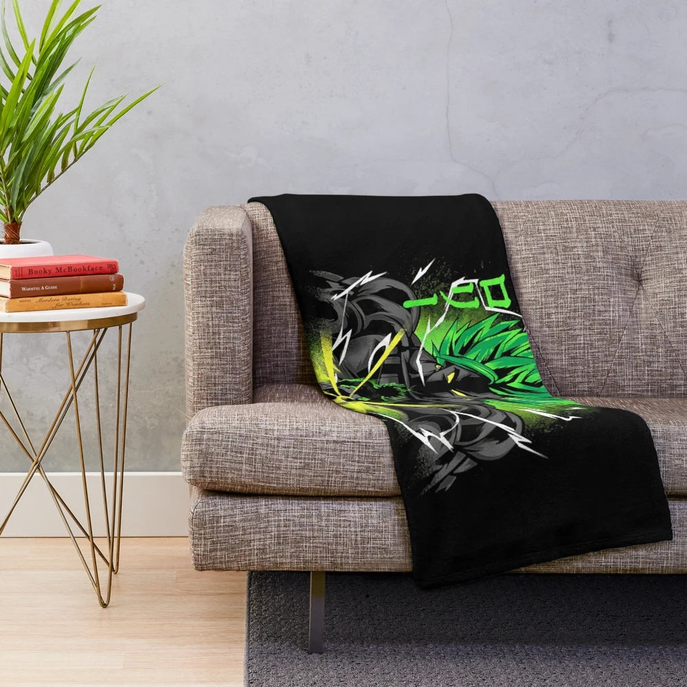Colorful and cute plush blanket featuring a legendary shadow saiyan design