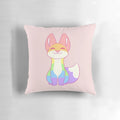 Vibrant gay pride fox-shaped pillow in rainbow colors, a symbol of LGBTQ+ support and inclusivity