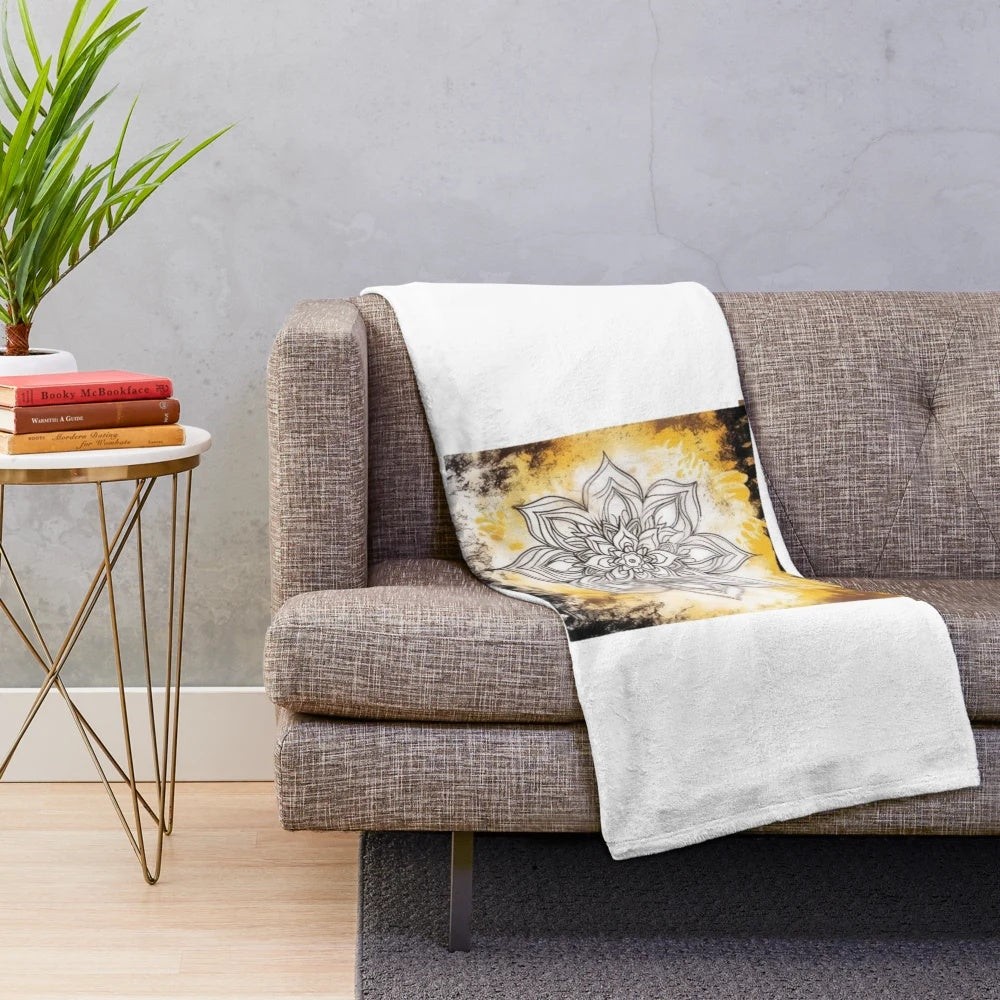 Colorful mandala pattern plush blanket