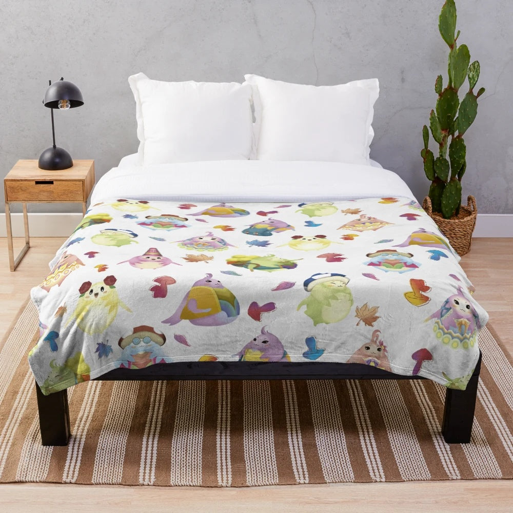 Nopon pattern plush blanket with colorful, nature-inspired design