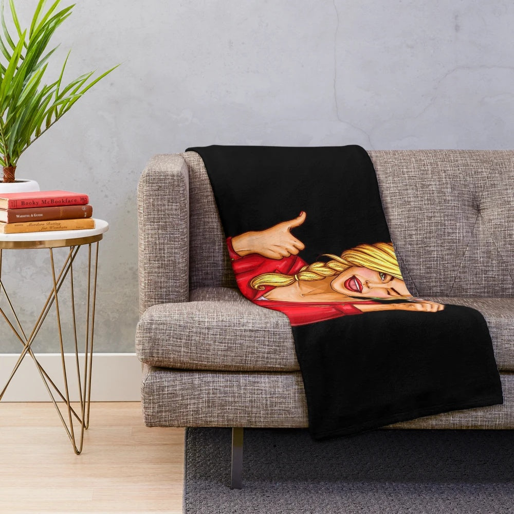 Colorful pop art woman fidgeter design plush blanket
