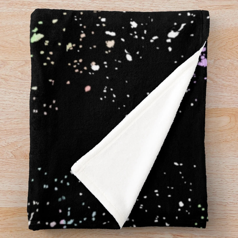 Colorful rainbow splatter paint pattern plush blanket
