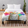 Vibrant tiger pop art design on a cozy plush blanket