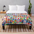 Colorful plush blanket featuring the flags of the world