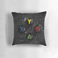Vibrant splatter painting-style pillow featuring the iconic Xbox controller buttons