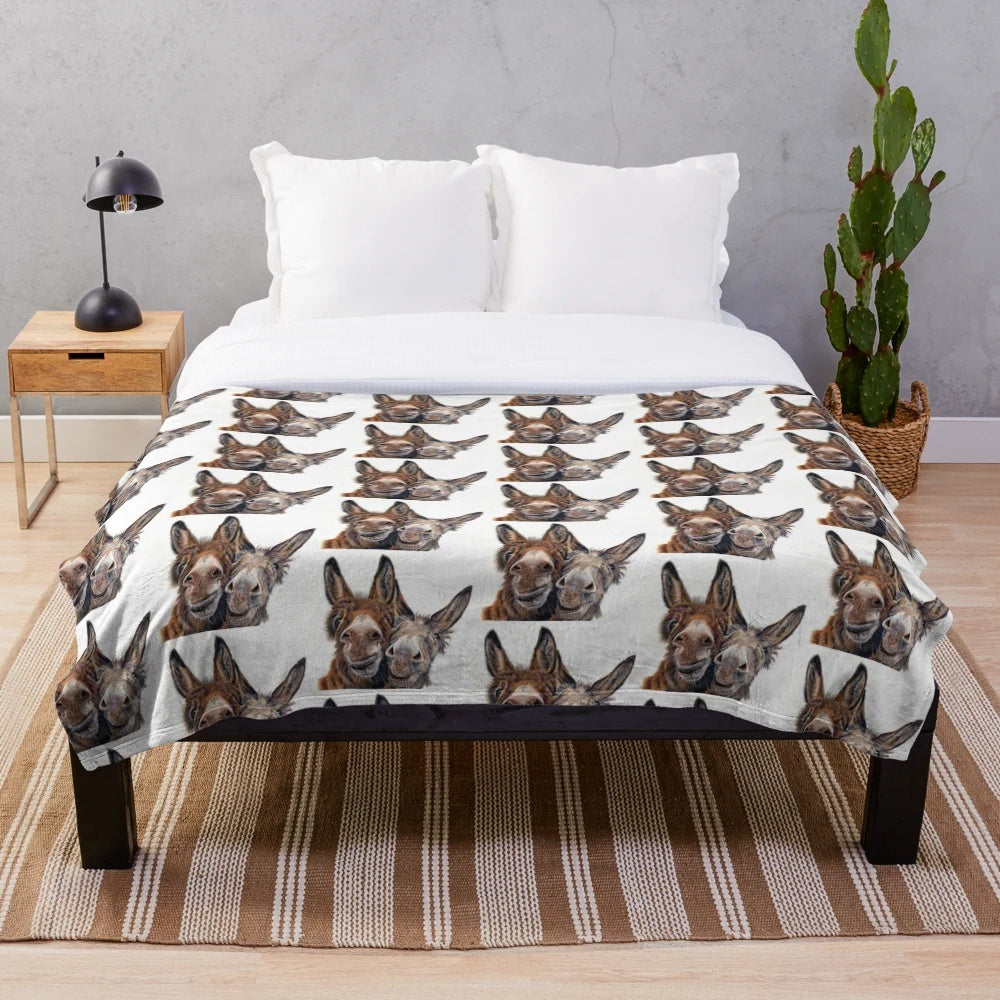 Soft and cuddly donkey plush blanket with a Hee Haw inspired design