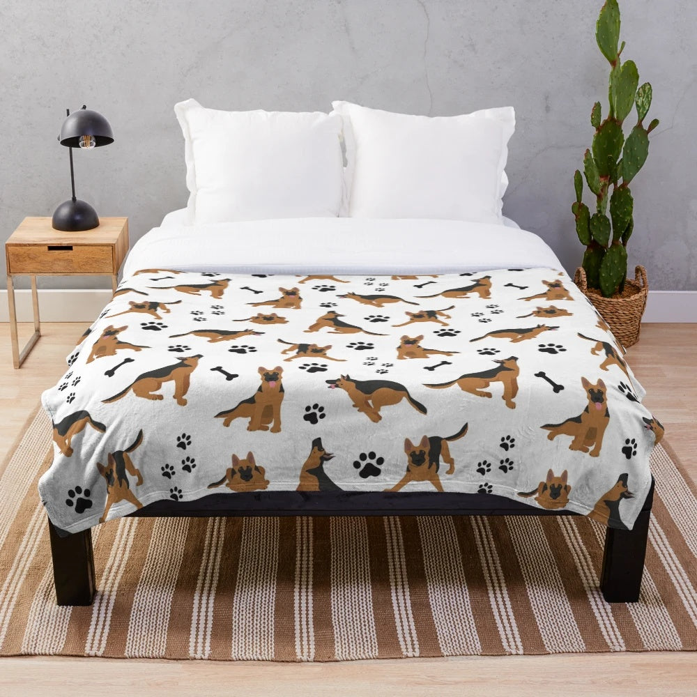 Soft and Cozy German Shepherd Patterned Plush Blanket