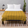 Cozy yellow plush blanket with music-inspired design