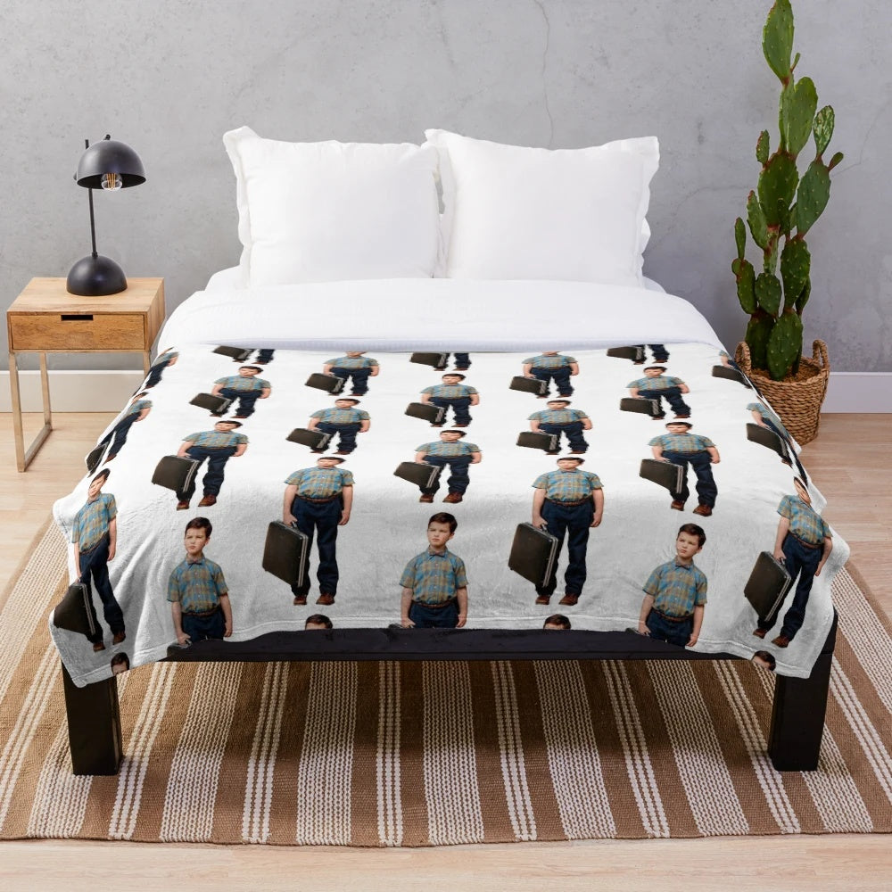 Young Sheldon inspired plush blanket with cozy design