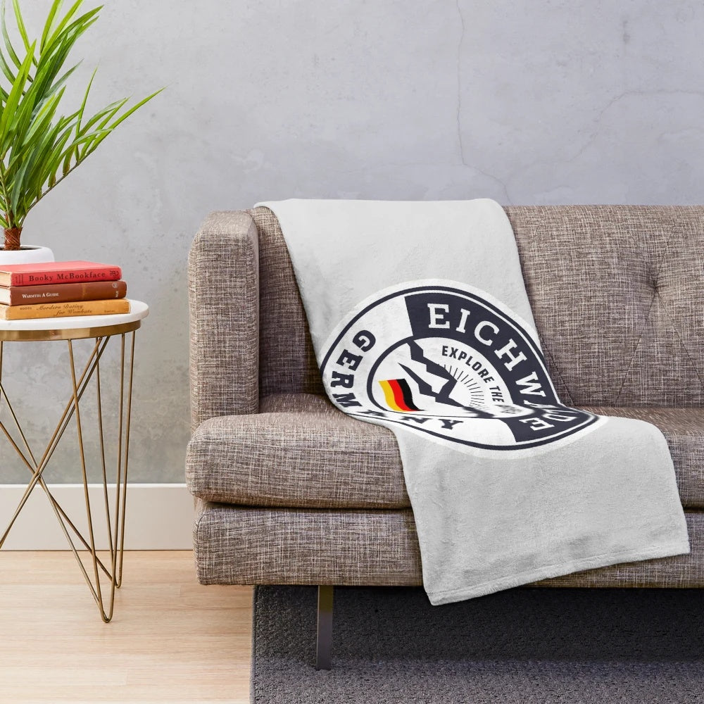 Eichwalde Germany Black and White Crest Plush Blanket