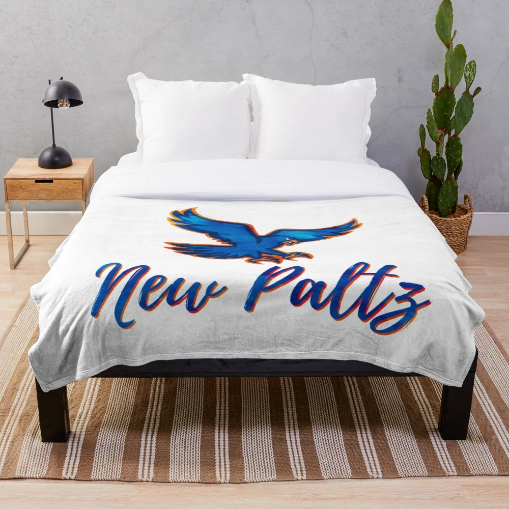 SUNY New Paltz plush blanket with conceptual colors design