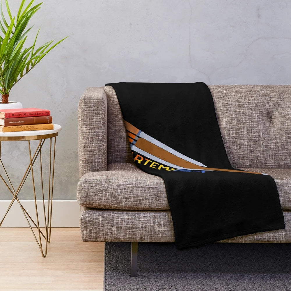 Artemis Plush Blanket featuring the Space Launch System (SLS) rocket and Orion spacecraft